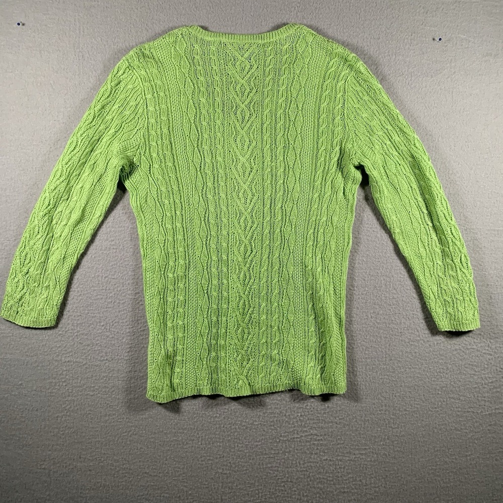 Ralph‎ Lauren 100% Linen Lightweight Cableknit V-Neck Sweater. Ladies petite  M - Picture 7 of 8